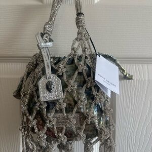 Kurt Geiger Macrame Metallic Silver Mini Bag